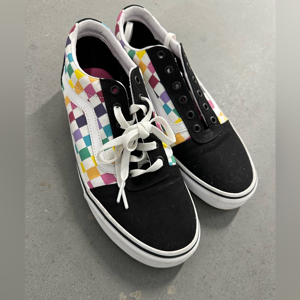 Authentic Colored Checkered Vans Shoes -Excellent Condition